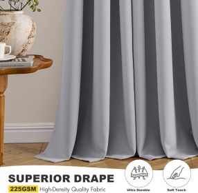 Light Grey Blackout Curtains for Bedroom Living Room 63 Inches Long 2 Panels
