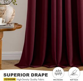 Burgundy Red Blackout Curtains for Bedroom Living Room 63 Inches Long 2 Panels