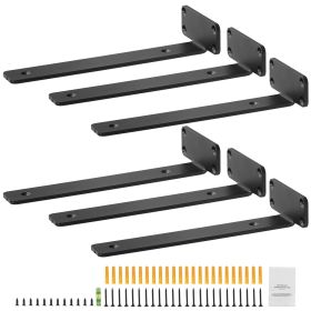 Shelf Bracket, 12'L x 4'W x 1.6'H 6 Pcs, Heavy Duty Floating Shelf Brackets, Brackets for Shelves, 5mm Thick Matte Black L Shelf Bracket