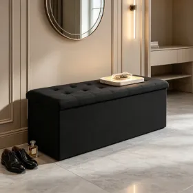 Linen Folding Storage Ottoman Bench