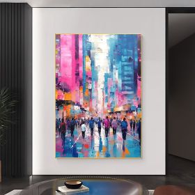 Hand Painted Oil Painting Abstract Cityscape Oil Painting on Canvas Original Urban Scenery Painting Modern Building Art Living room Wall Decor Cu (Style: 01, size: 90x120cm)