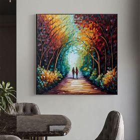 Hand Painted Oil Painting Abstract Original Romantic Cityscape Oil Painting On Canvas Large Wall Art Colorful Tree Painting Custom Painting Livin (Style: 01, size: 60x60cm)
