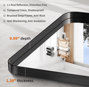 Fog and break-resistant bathroom mirror with rectangular frame, tempered glass and rounded corners Living room and bedroom wall mirror (AAR5076H38*38: AAR5076H48*32)